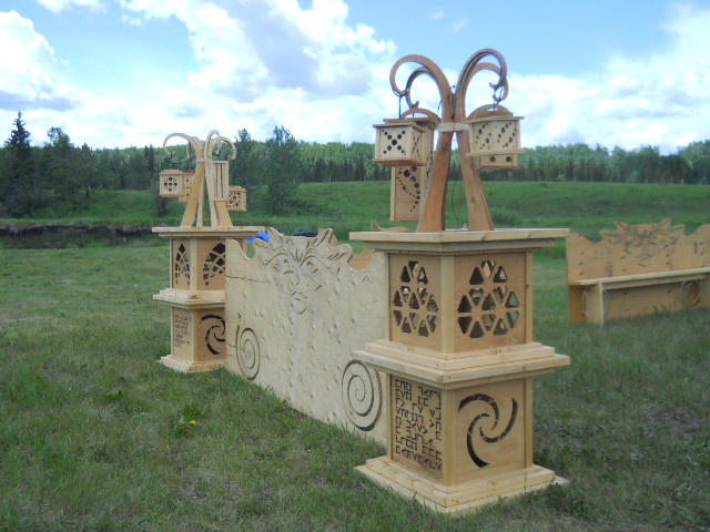 The Temple benches and pillars